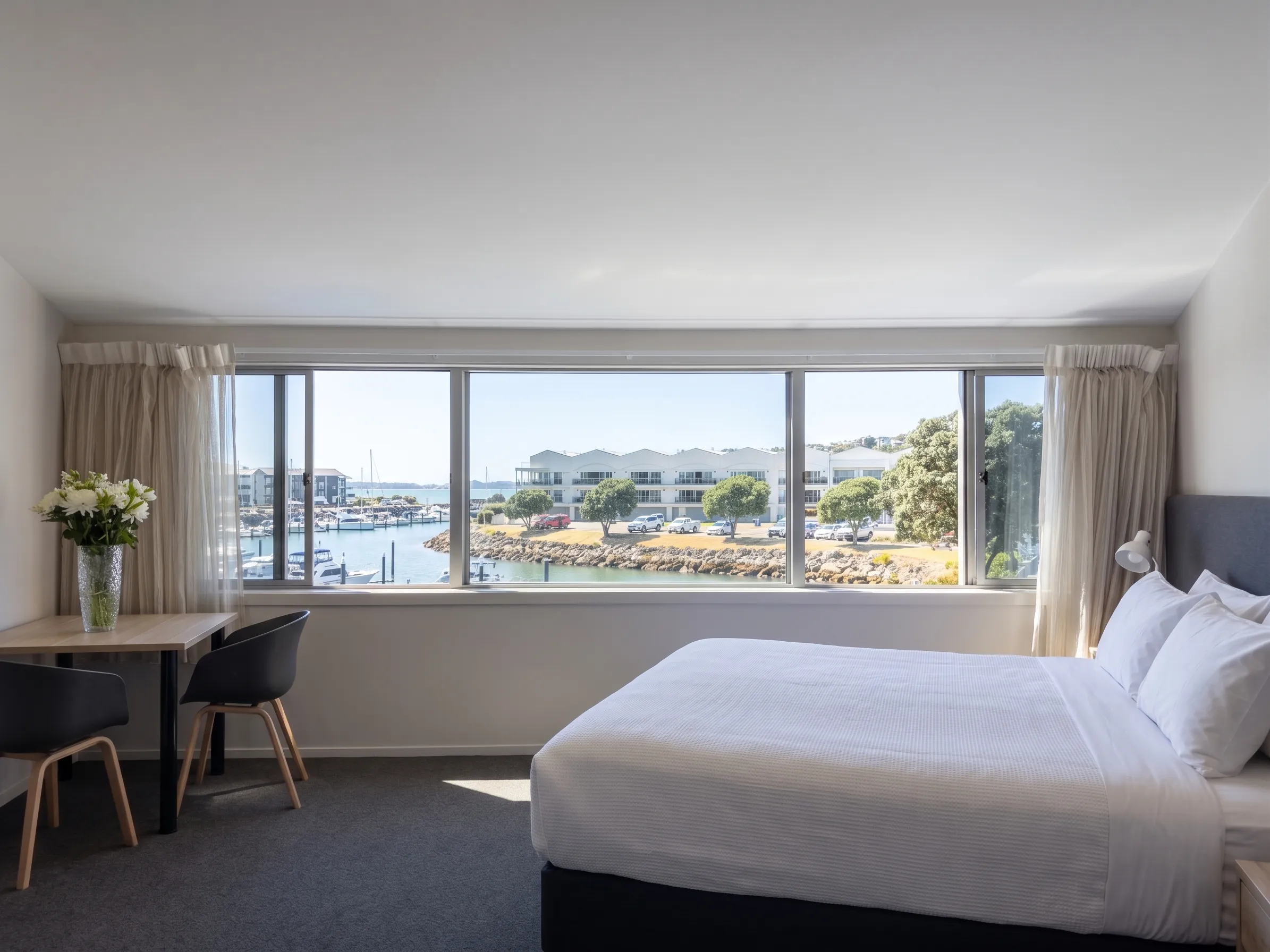 Studio Round House at Bluewater Hotel, with a partial marina outlook